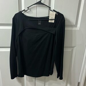 Long sleeve cutout neck top